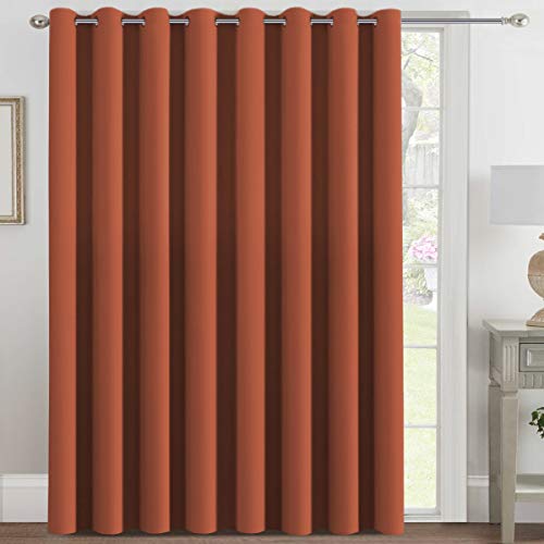 Blackout Patio Curtains 100 x 108 Inches for Sliding Door Extral Wide Blackout Curtain Panels Thermal Insulated Room Divider (100"W x 108"L (Pack of 1) / Orange)
