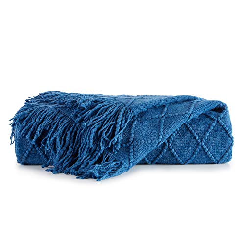 Royal Blue Throw Blanket 60x80Inch Knitted Soft Throw Sofa Blanket (Royal Blue / 60"x80")