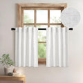 Bleached Linen Kitchen Curtain 36 Inch Length 2 Panels Farmhouse (26"W x 36"L (Pack of 2) / Bleached Linen)