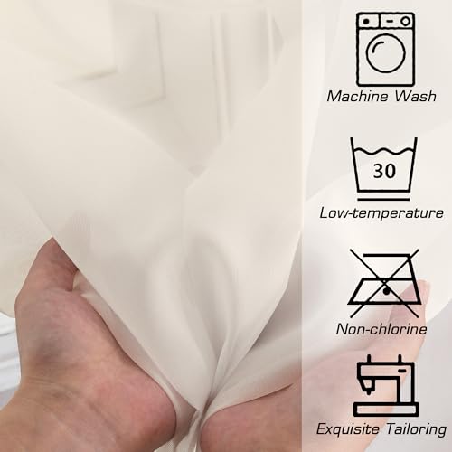 Cream Sheer Curtains 84 inches Long 2 Panels Set for Bedroom Living Room (Cream / 42"W x 84"L (Pack of 2))