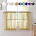 Gold Sheer Tier Curtains for Kitchen 24 Inches Long 2 Panels Set (Gold / 42"W x 24"L (Pack of 2))