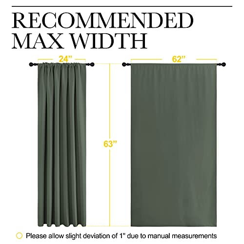 Bedroom Curtains Blackout Draperies (Dark Mallard / 62"W x 63"L (Pack of 2))