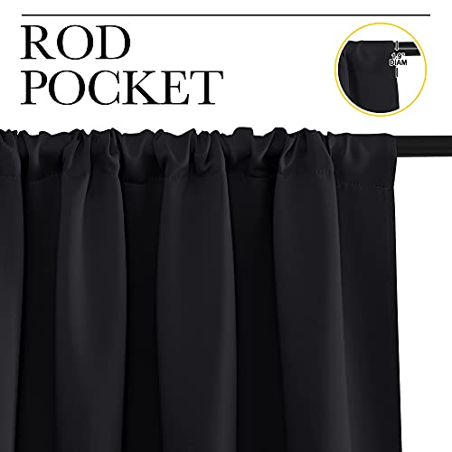 Black Blackout Curtains for Living Room 42" w x 84" L 2 Panels (Black / 42"W x 84"L (Pack of 2))