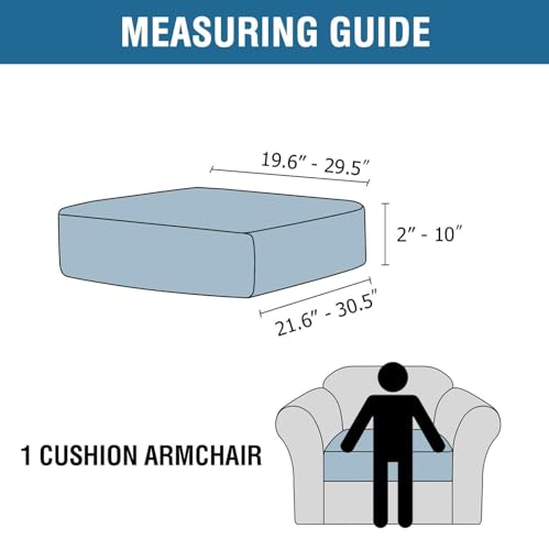 Velvet Stretch Couch Cushion Cover Plush Cushion Slipcover for Chair Cushion Furniture Protector Seat Cushion Sofa Cover (Sea Grass / 1 Cushion Armchair)