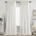 Cream Linen Back Tab Curtains 86 Inch Length for Living Room 2 Panel Set Farmhouse Window Semi Sheer Linen Drapes Rustic Pinch Curtain for Bedroom 52X86 (52"W x 86"L (Pack of 2) / Natural)