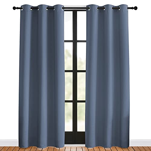 Blackout Curtains for Bedroom (Stone Blue / 42"W x 80"L (Pack of 2))