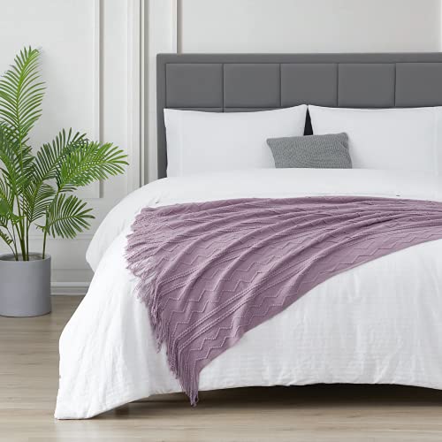 Light Lavender Throw Blanket 50x60Inch Knit Soft Throw Sofa Blanket (Light Lavender / 50"x60")