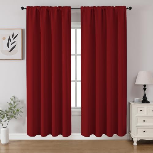 Red Blackout Curtains 72 inch Length 2 Panels Set (Red / 52"W x 72"L (Pack of 2))