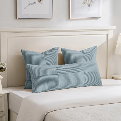 Set of 2 Light Blue Euro Decorative Throw Pillow Covers 28x28 Inch for Bedroom Couch Bed (Light Blue / 28" x 28" (Pack of 2))