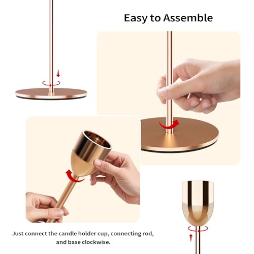 6PCS Gold Tall Taper & Pillar Candle Candlestick Holder (Gold)