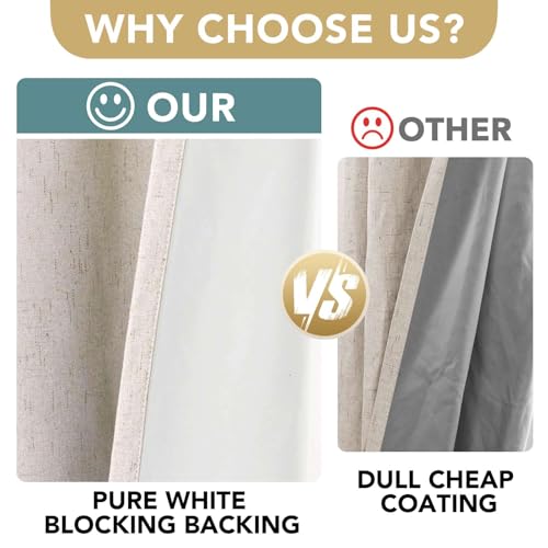 100% Blackout Linen Curtains 45" L 2 Panels Natural (Natural / 42"W x 45"L (Pack of 2))
