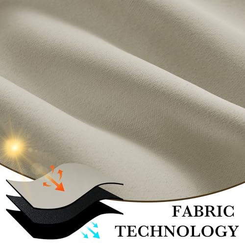 Bedroom Blackout Curtains 80 inches Long (100% Blackout - Natural / 42"W x 80"L (Pack of 2))