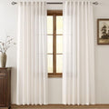 Cream Natural Linen Curtains 80 inch Length 2 Panels Set Neutral Rustic Farmhouse Living Room Drapes Back Tab Pleated Look Light Filtering Privacy Semi Sheer Curtains 80 inch Long Ivory Colored (Natural / 52"W x 80"L (Pack of 2))