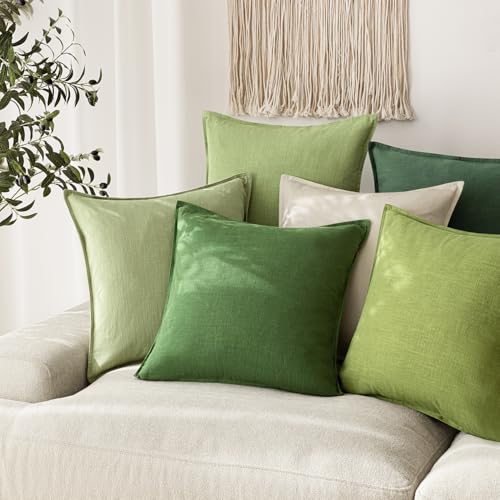Decorative Linen Lumbar Throw Pillow Covers 12x20 Forest Green (20" x 12" (Pack of 2) / Forest Green)