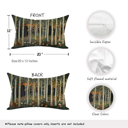 Rustic William Morris Inspired Autumn Forest Decor Pillow Covers 12x20 (Forest-orange 09 / 20" x 12" (Pack of 1))