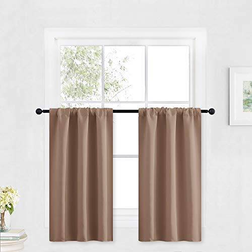 Cafe Blackout Curtains 30 inch Length (Mocha / 29"W x 30"L (Pack of 2))