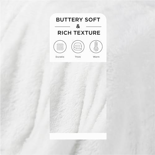 Faux Fur Fluffy Sherpa Fleece Queen Bed Blanket White 60"x80" (08- White / Queen (90" X 90"))