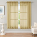 Gold Sheer Curtains 63 Inch Long 2 Panels for Living Room 59" Wide (Gold / 59"W x 63"L (Pack of 2))