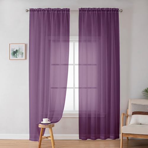 Plum Sheer Curtains (Plum / 42"W x 84"L (Pack of 2))