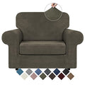 Velvet Stretch 2 Pieces Chair Sofa Slipcovers Washable (Small / Light Brown)