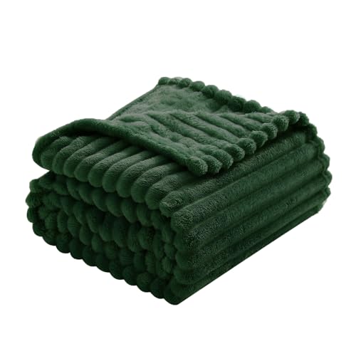 Green Fleece Throw Blanket 90”×90” for Couch Sofa Livingroom (Christmas Green / 90×90inch)
