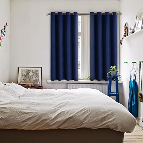 Navy Blue Blackout Curtains for Bedroom 45 Inch Long (Navy / 52"W x 45"L (Pack of 2))