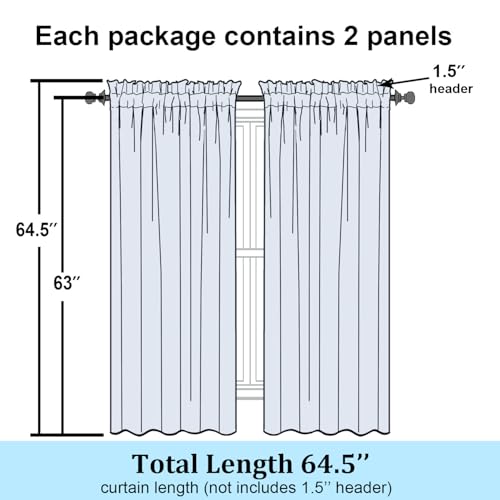 Aqua Sheer Curtains 63 Inch Length 2 Panels (Aqua / 42"W x 63"L (Pack of 2))