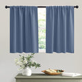 Short Stone Blue Blackout Curtains for Small Bedroom Window Cafe (Stone Blue / 42"W x 36"L (Pack of 2))
