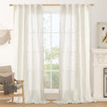 Cream Linen Boho Curtains 84 inch Length 2 Panels (Cream / 34"W x 84"L (Pack of 2))