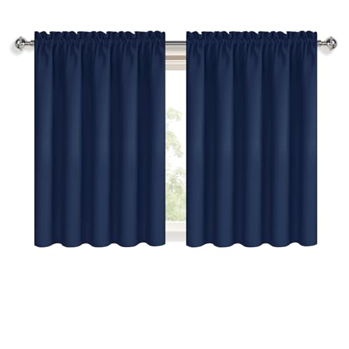 Short Blackout Curtains 60 x 36 Inch for Kitchen RV Bunk Navy Blue (Navy Blue / 60"W x 36"L (Pack of 2))