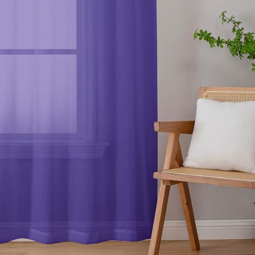 Purple Sheer Curtains 72 Inch Length 2 Panels (Purple / 42"W x 72"L (Pack of 2))