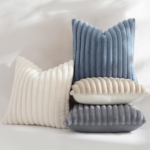 Fall Faux Fur Throw Pillow Covers 26x26 Set of 2 Grey (Grey / 26" x 26" (Pack of 2))