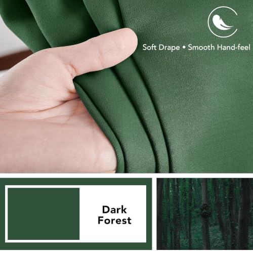 Short Blackout Curtains for Small Windows Thermal Insulated Rod Pocket and Back Tab Curtains 42Wx45L Inch Dark Forest 2 Panels (Dark Forest / 42"W x 45"L (Pack of 2))