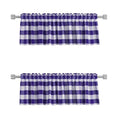 2 Pieces Valences Buffalo Check Kitchen Tier Curtains Classic Plaid Gingham Farmhouse Window Curtain Valance Living Room Bedroom Rod Pocket Purple & White 56"x 16" (56"W x 16"L (Pack of 2) / Dark Purple+white)