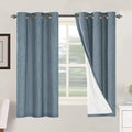 100% Blackout Linen Curtains 63" L 2 Panels Stone Blue (Stone Blue / 42"W x 63"L (Pack of 2))