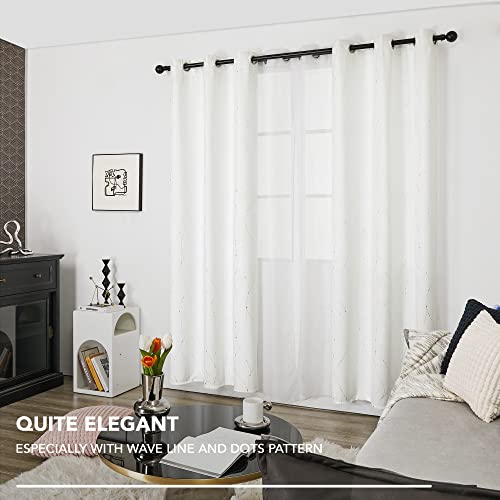 Living Room Curtains 63 Inches Long (Pure White/Wave Dots / 38"W x 63"L (Pack of 2))