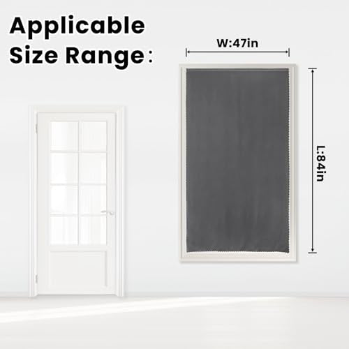 Magic Tape Blackout Curtains for Bedroom No Drillng Self Adhesive Curtains No Rod Small Window (47"W x 84"L (Pack of 1) / Grey)