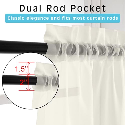 2 Pack Ivory Sheer Curtain Panels (Ivory / 42"W x 120"L (Pack of 2))