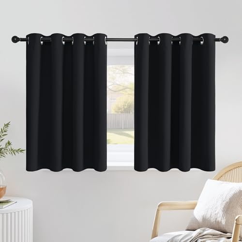 Black Out Kitchen Window Curtains Over Sink (Black / 52"W x 36"L (Pack of 2))