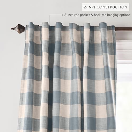 Grainger Buffalo Check Blackout Window Curtain (Chambray / 52"W x 84"L (Pack of 1))