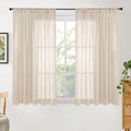 Tan Burlap Linen Sheer Curtains 45 Inch Length for Short Window (Natural / 42"W x 45"L (Pack of 2))