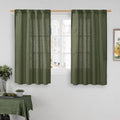 48 Inch Short Window Linen Curtains (Olive Green / 34"W x 48"L (Pack of 2))