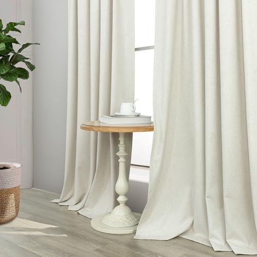 70 Inch Extra Wide Blackout Curtains 102 Inches Long for Living Room 2 Panels Set Back Tab Natural Linen Textured Boho Curtains Thermal Privacy Sliding Door Drapes Large Window Burg 70x102 Ivory Cream (Natural / 70"W x 102"L (Pack of 2))