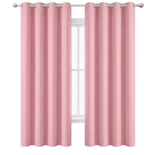 Blackout Curtains 52 x 120 Inch Long Pink Curtains Set of 2 Panels Room Darkening Curtains for Bedroom and Living Room (Pink / 52"W x 120"L (Pack of 2))