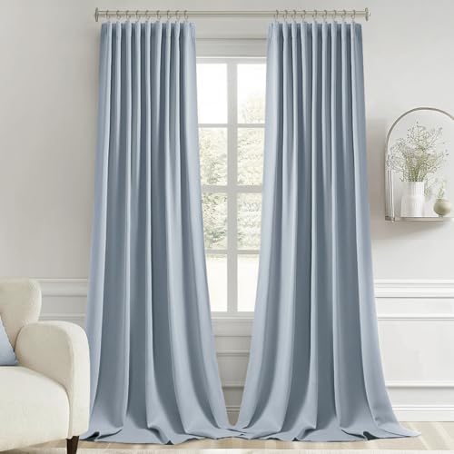 Light Blue Back Tab Blackout Curtains 52x96 Inch Long 2 Panels Set (Light Blue / 52"W x 96"L (Pack of 2))