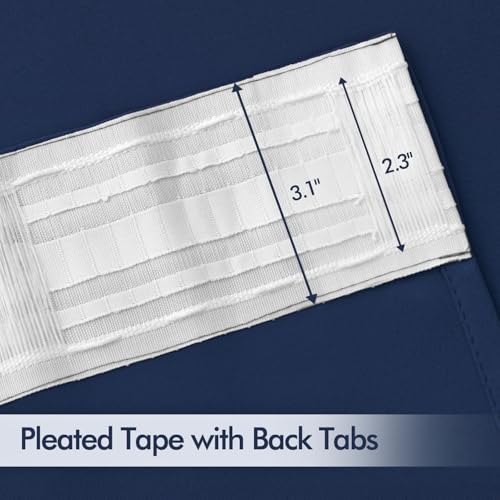 Navy Blue Back Tab Blackout Curtains 52x120 Inch Long 2 Panels Set (Navy Blue / 52"W x 120"L (Pack of 2))