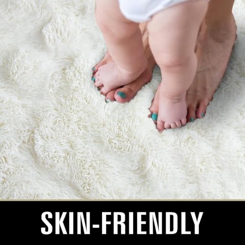 Super Soft Shaggy Rugs Fluffy Carpets 9x11 Feet (9' x 11' (Rectangular) / Cream White)
