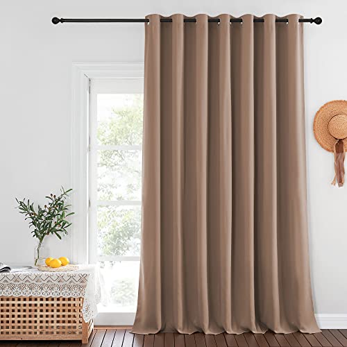 Blackout Curtains for Sliding Glass Door Room Divider Noise Reduce Curtain Panel Portable Window Screen Sliding Partition (Cappuccino / 100"W x 102"L (Pack of 1))