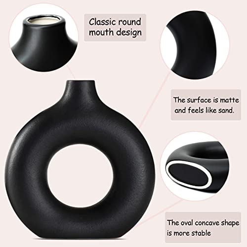 Black Ceramic Vase for Modern Home Decor (Black / Small + Big)