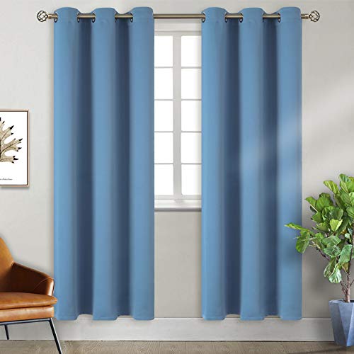 Denim Blue Blackout Curtains for Living Room 84 Inch Long (Faded Denim / 38"W x 84"L (Pack of 2))